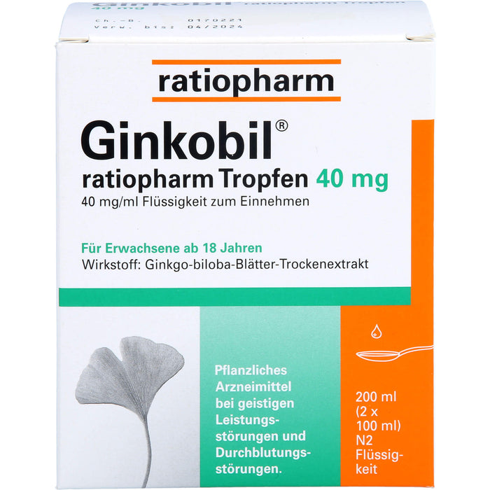 Ginkobil® ratiopharm Tropfen 40 mg, 200 ml TRO