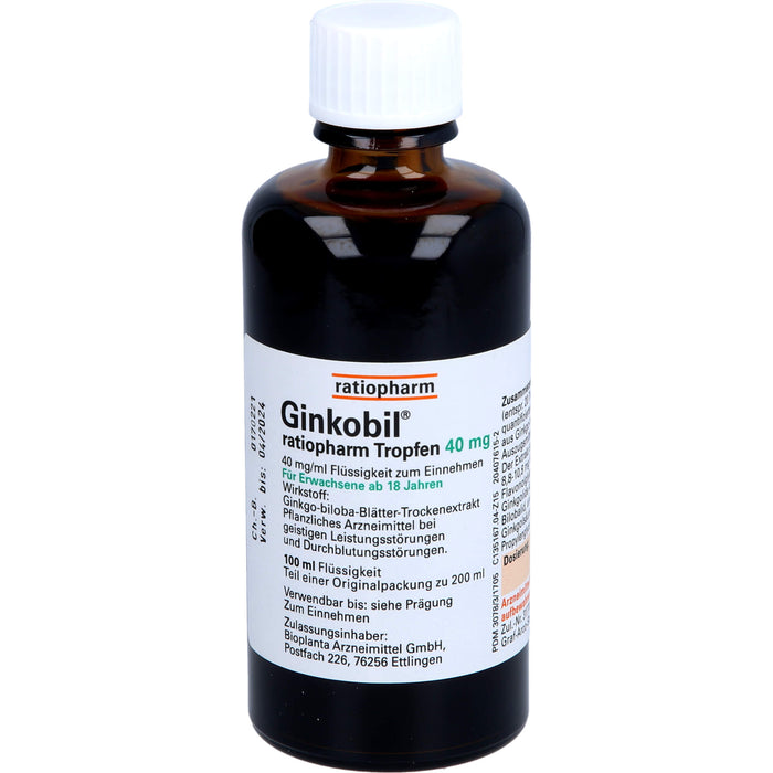 Ginkobil ratiopharm Tropfen 40 mg, 200 ml TRO
