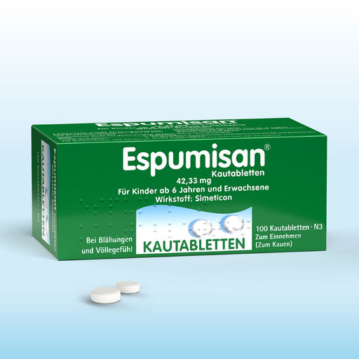 Espumisan Kautabletten bei Blähungen und Völlegefühl, 100 St. Tabletten
