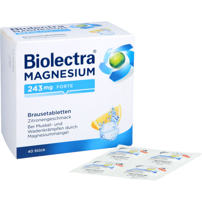 Biolectra Magnesium 243 mg forte Brausetabletten Zitronengeschmack, 40 pc Tablettes