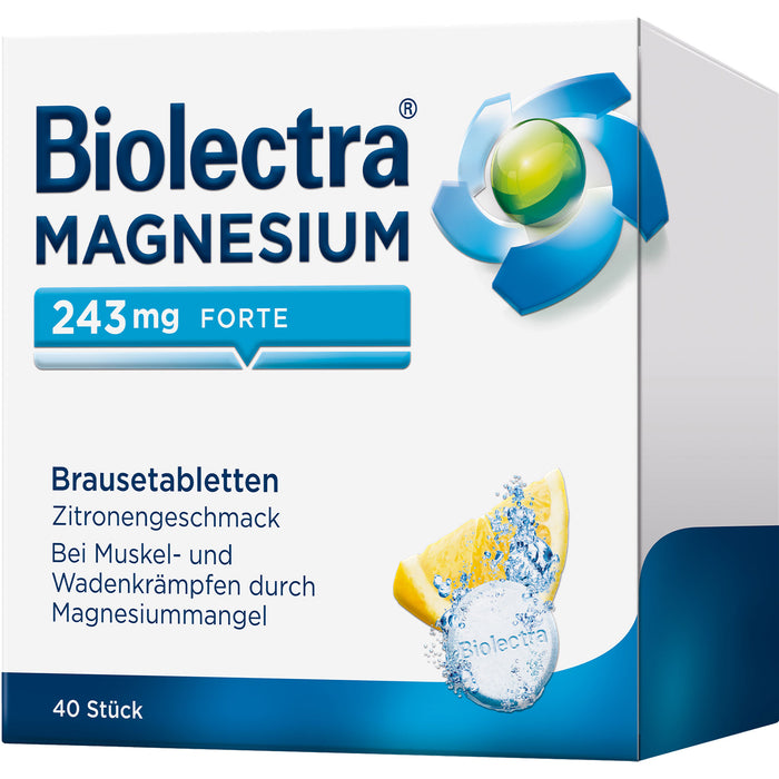 Biolectra Magnesium 243 mg forte Brausetabletten Zitronengeschmack, 40 pc Tablettes