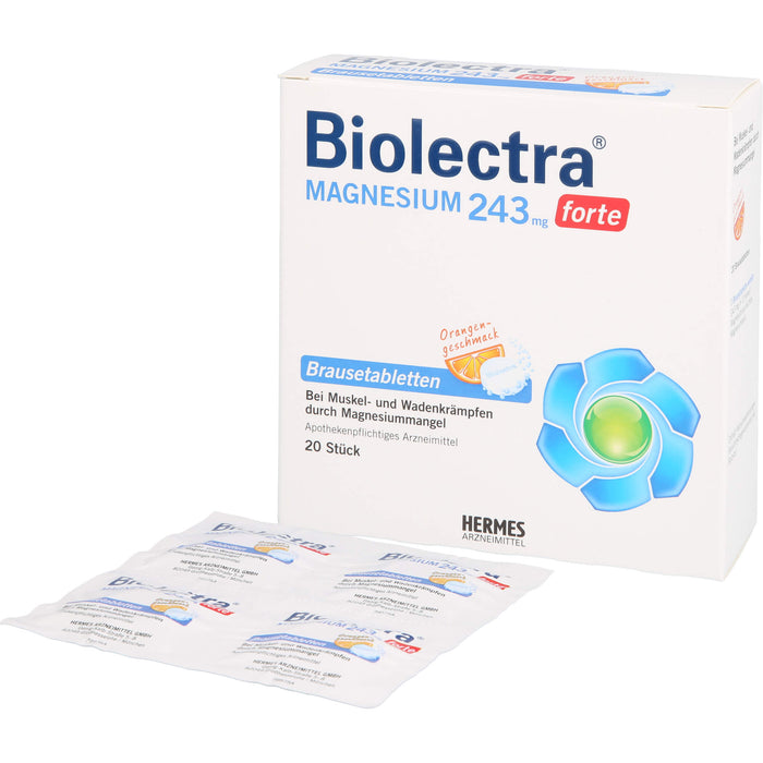 Biolectra Magnesium 243 mg forte Brausetabletten mit Orangengeschmack, 20 pc Tablettes