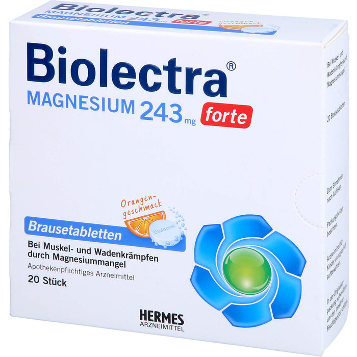 Biolectra Magnesium 243 mg forte Brausetabletten mit Orangengeschmack, 20 pc Tablettes
