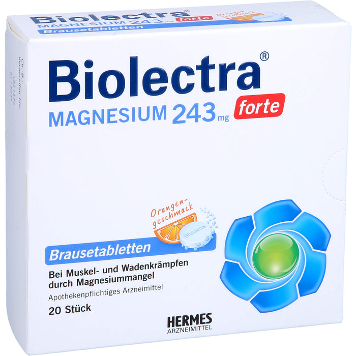 Biolectra Magnesium 243 mg forte Brausetabletten mit Orangengeschmack, 20 pc Tablettes