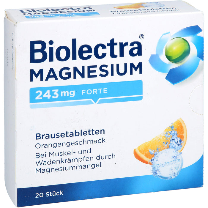 Biolectra Magnesium 243 mg forte Brausetabletten mit Orangengeschmack, 20 pc Tablettes