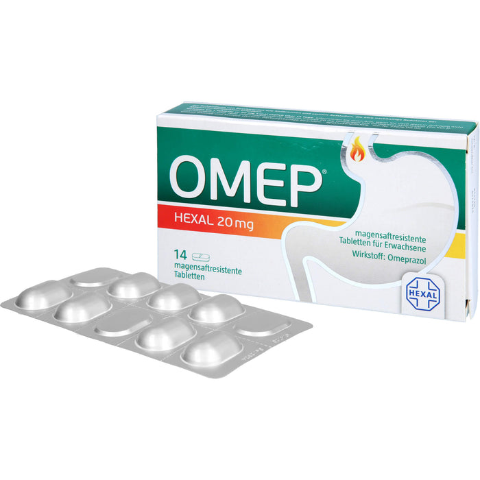 OMEP HEXAL 20 mg Tabletten bei Sodbrennen, 14 pc Tablettes