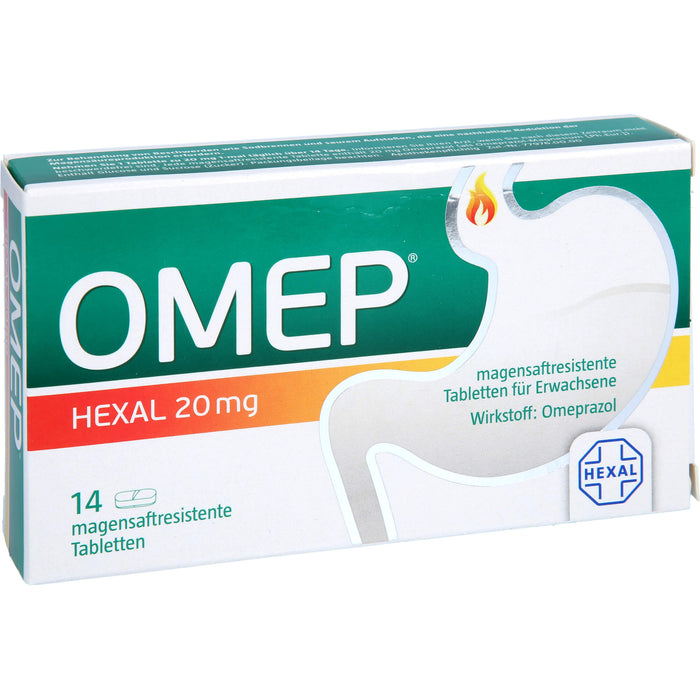 OMEP HEXAL 20 mg Tabletten bei Sodbrennen, 14 pcs. Tablets