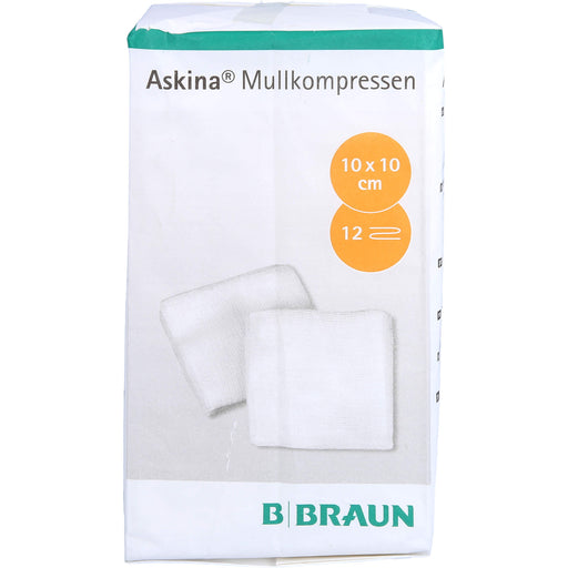 ASKINA MULLKOMPRESSEN 10x10cm 12 fach unsteril, 100 St KOM