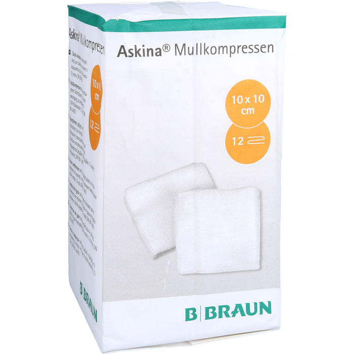 ASKINA MULLKOMPRESSEN 10x10cm 12 fach unsteril, 100 St KOM