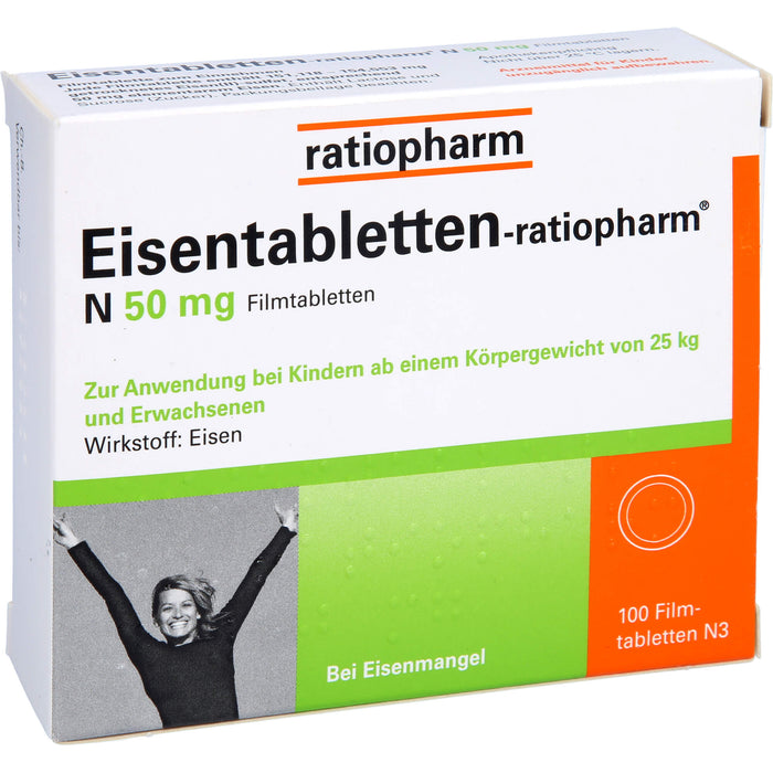 Eisentabletten-ratiopharm N 50 mg Filmtabletten, 100 pcs. Tablets