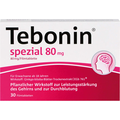 Tebonin spezial 80 mg Filmtabletten zur Leistungsstärkung des Gehirns und zur Durchblutung, 30 St. Tabletten