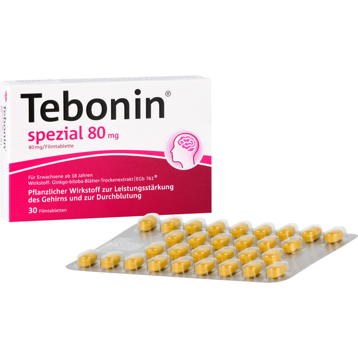 Tebonin spezial 80 mg Filmtabletten zur Leistungsstärkung des Gehirns und zur Durchblutung, 30 pcs. Tablets