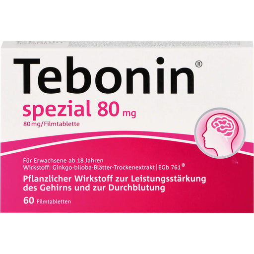 Tebonin spezial 80 mg Filmtabletten zur Leistungsstärkung des Gehirns und zur Durchblutung, 60 St. Tabletten