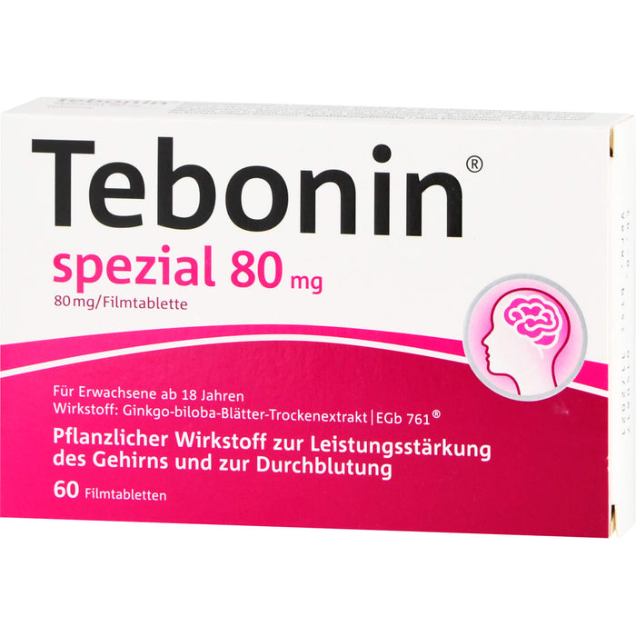 Tebonin spezial 80 mg Filmtabletten zur Leistungsstärkung des Gehirns und zur Durchblutung, 60 pcs. Tablets