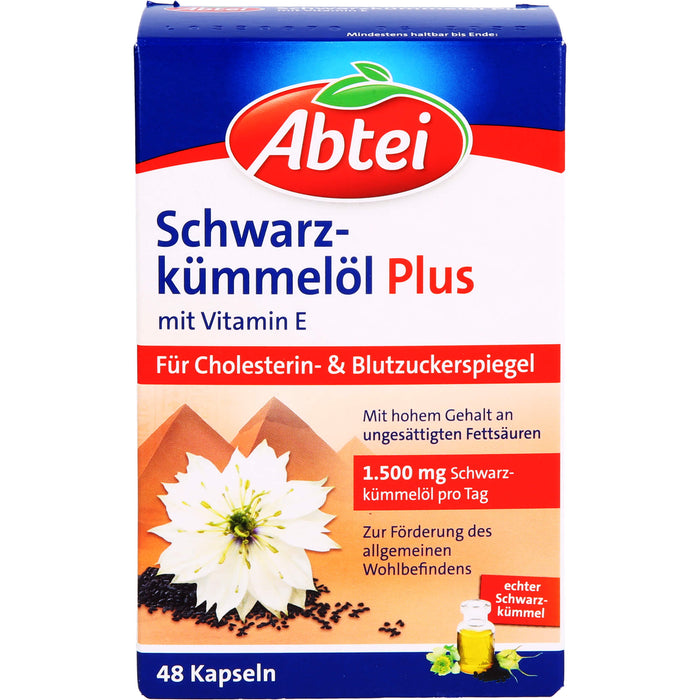 Abtei Schwarzkümmelöl Plus Kapseln für den Cholesterinspiegel, 48 St. Kapseln