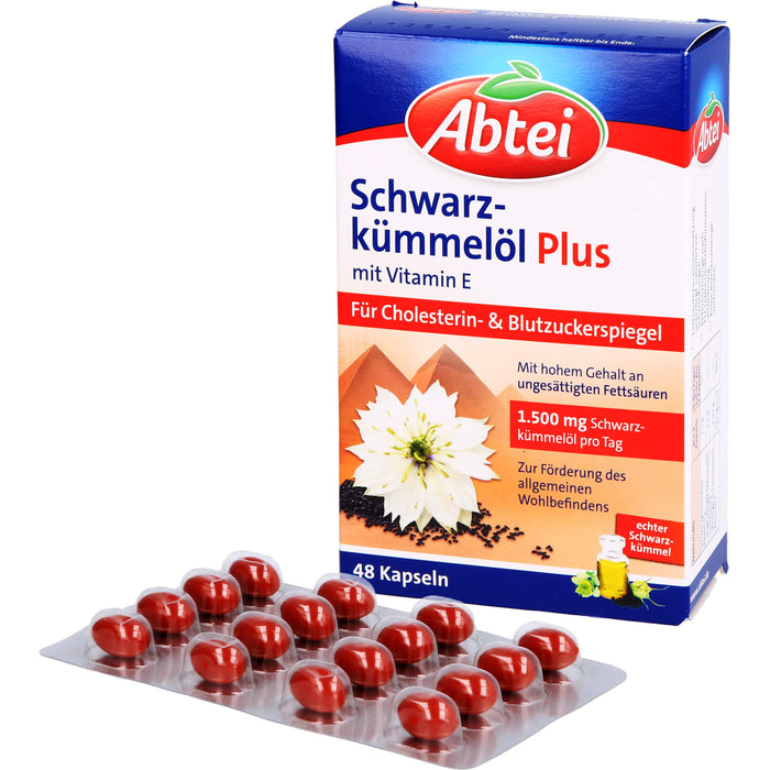Abtei Schwarzkümmelöl Plus Kapseln für den Cholesterinspiegel, 48 pc Capsules