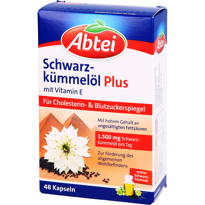 Abtei Schwarzkümmelöl Plus Kapseln für den Cholesterinspiegel, 48 pcs. Capsules