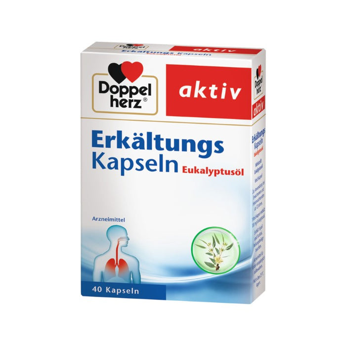 Doppelherz aktiv Erkältungs Kapseln Eukalyptusöl wirken schleimlösend und befreien die Atemwege, 40 pc Capsules