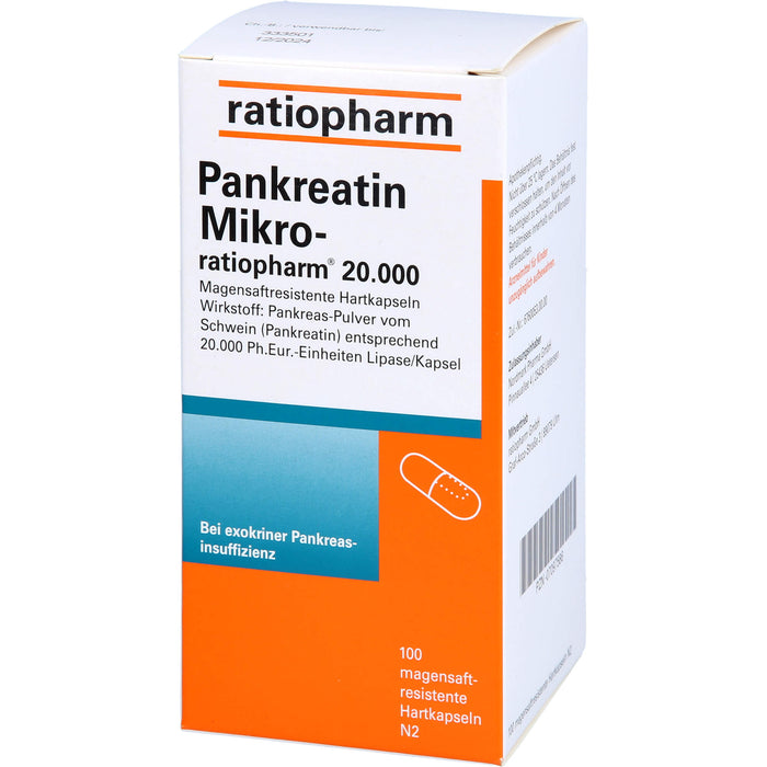 Pankreatin Mikro-ratiopharm 20 000 magensaftresistente Hartkapseln, 100 pc Capsules
