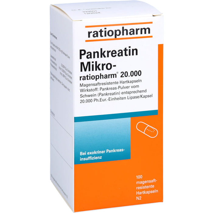 Pankreatin Mikro-ratiopharm 20 000 magensaftresistente Hartkapseln, 100 pc Capsules