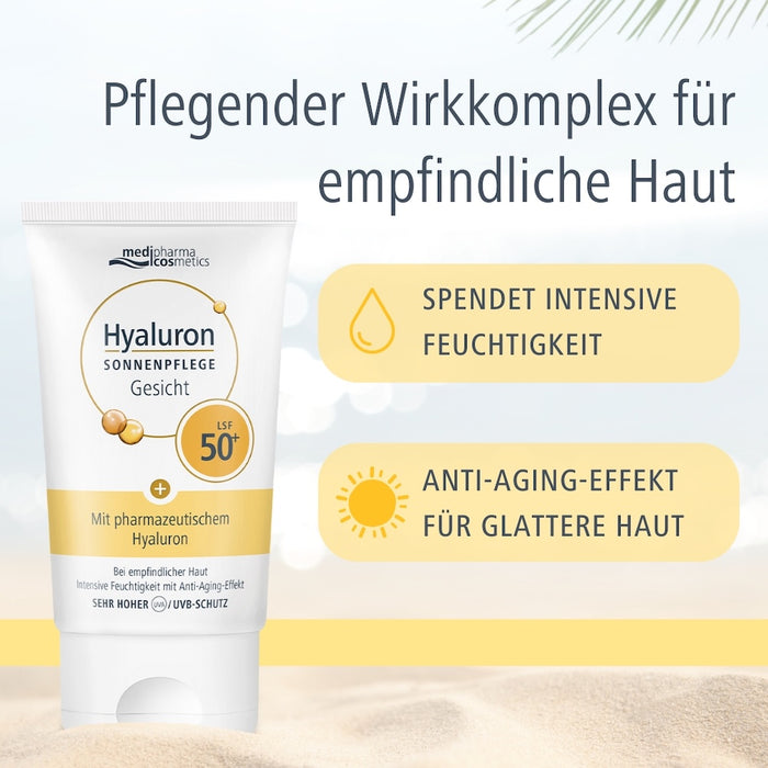 Medipharma Cosmetics Hyaluron Sonnenpflege Gesicht LSF 50+, 50 ml Creme