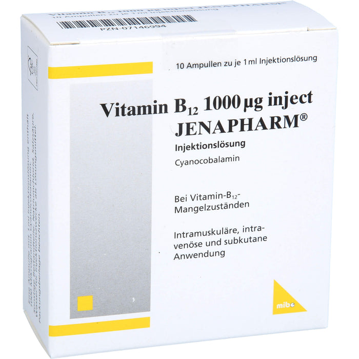 Vitamin B12 1000 µg inject JENAPHARM Injektionslösung bei Vitamin-B12-Mangelzuständen, 10 St. Ampullen