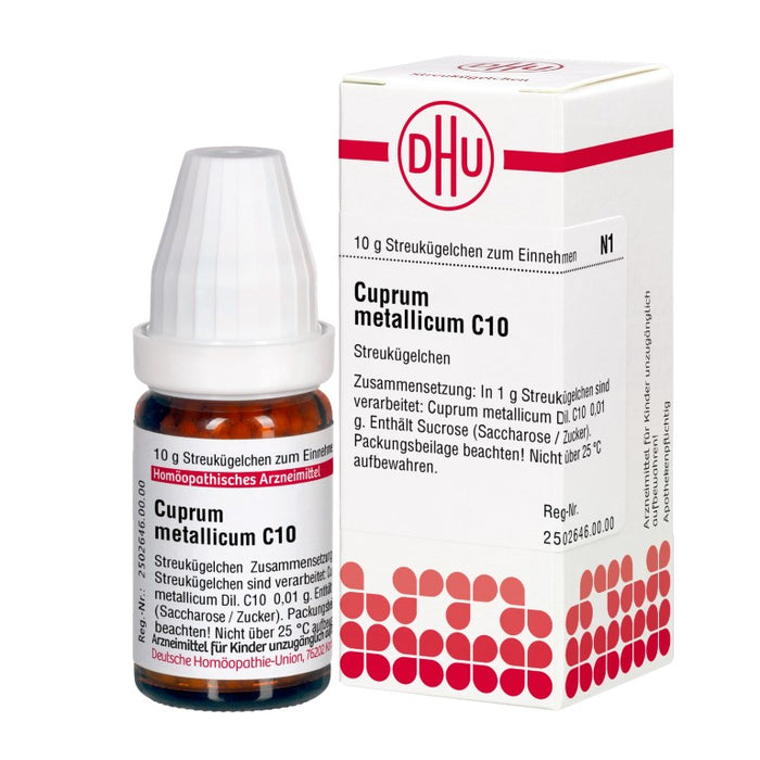 Cuprum metallicum C10 DHU Globuli, 10 g Globules