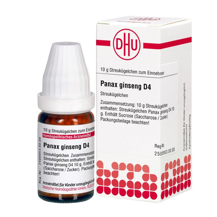 Panax ginseng D4 DHU Globuli, 10 g Globules