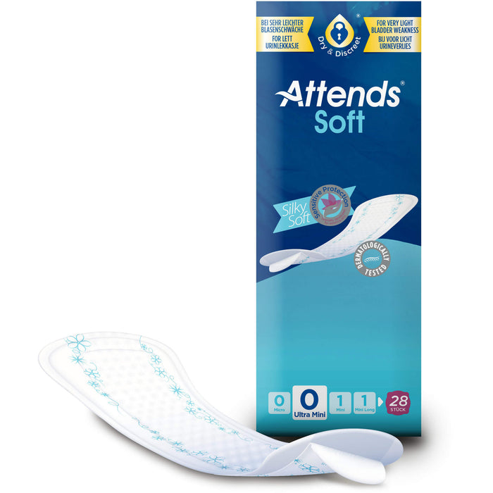 Attends Soft 0 Ultra Mini Hygiene-Einlagen bei sehr leichter Blasenschwäche, 28 pcs. Insoles