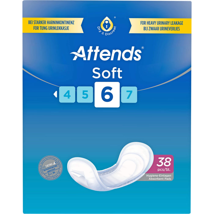 Attends Soft 6 Hygiene-Einlagen bei schwerer Blasenschwäche, 38 pc Dépôts