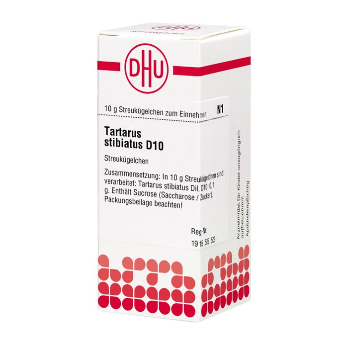 Tartarus stibiatus D10 DHU Globuli, 10 g Globules
