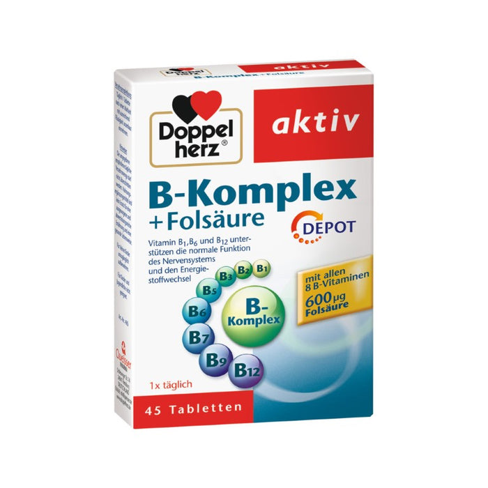 Doppelherz aktiv B-Komplex + Folsäure Tabletten, 45 St. Tabletten