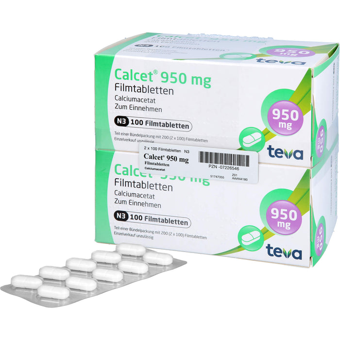 Calcet 950 mg Filmtabletten, 200 pc Tablettes