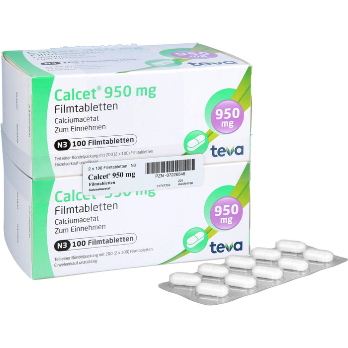 Calcet 950 mg Filmtabletten, 200 pc Tablettes
