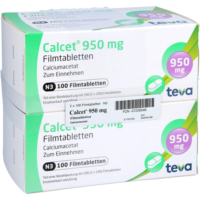 Calcet 950 mg Filmtabletten, 200 pc Tablettes