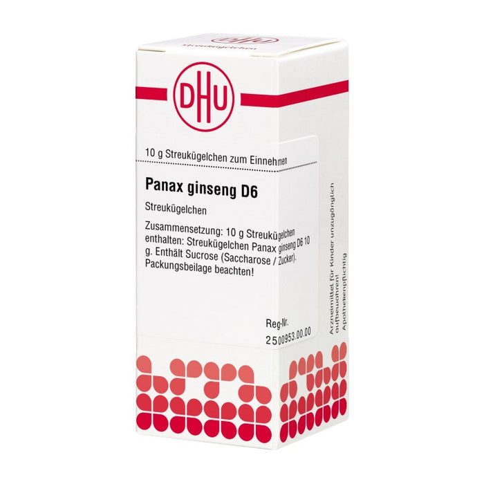Panax ginseng D6 DHU Globuli, 10 g Globules