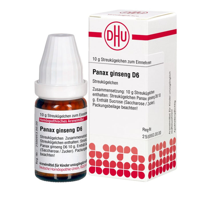 Panax ginseng D6 DHU Globuli, 10 g Globules