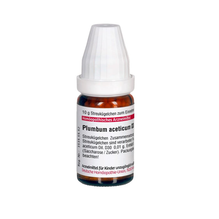 Plumbum aceticum D30 DHU Globuli, 10 g Globules