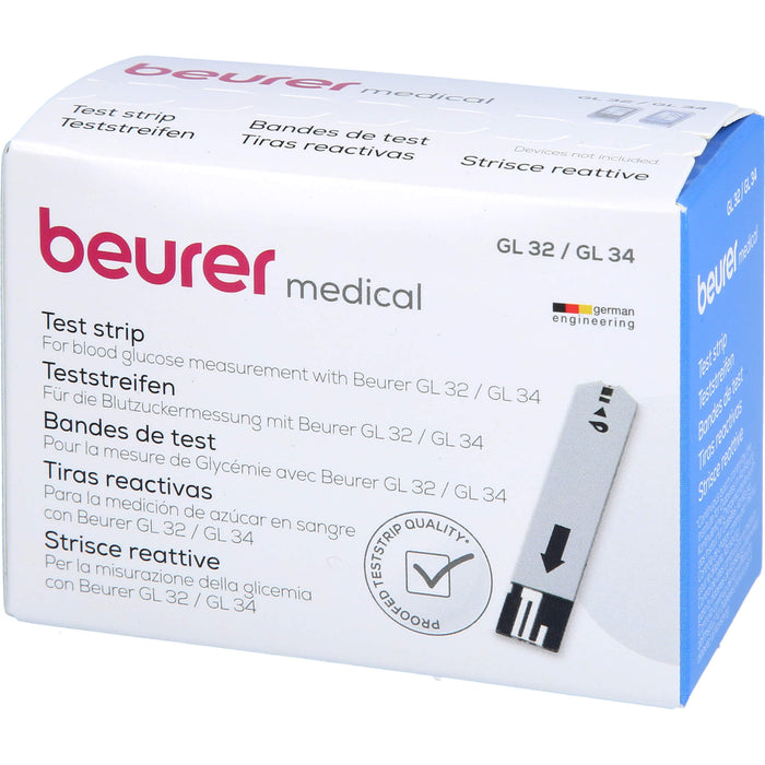 Beurer Blutzuckerteststreifen GL32/GL34 BGL 60, 50 pcs. Test strips