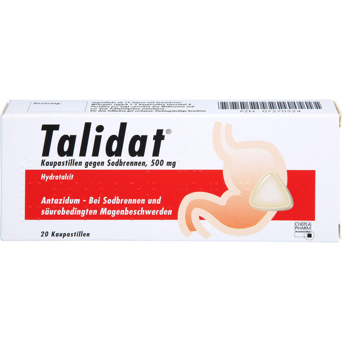 Talidat 500 mg Kaupastillen gegen Sodbrennen, 20 St. Pastillen