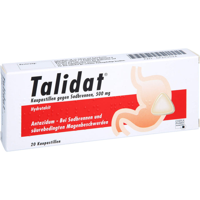 Talidat 500 mg Kaupastillen gegen Sodbrennen, 20 St. Pastillen