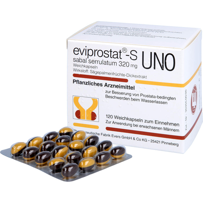 Eviprostat-S Sabal Serrulatum 320 mg Weichkapseln bei Prostata-bedingten Beschwerden, 120 pc Capsules
