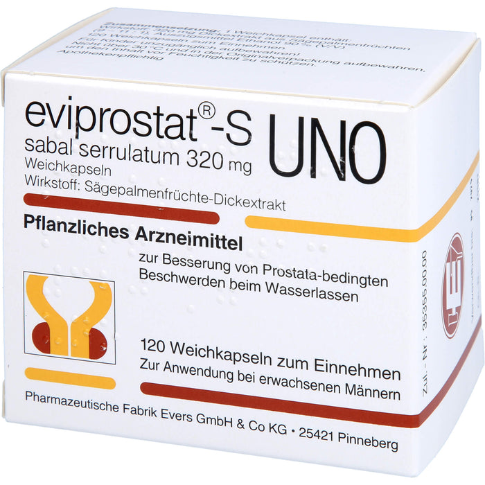Eviprostat-S Sabal Serrulatum 320 mg Weichkapseln bei Prostata-bedingten Beschwerden, 120 pcs. Capsules