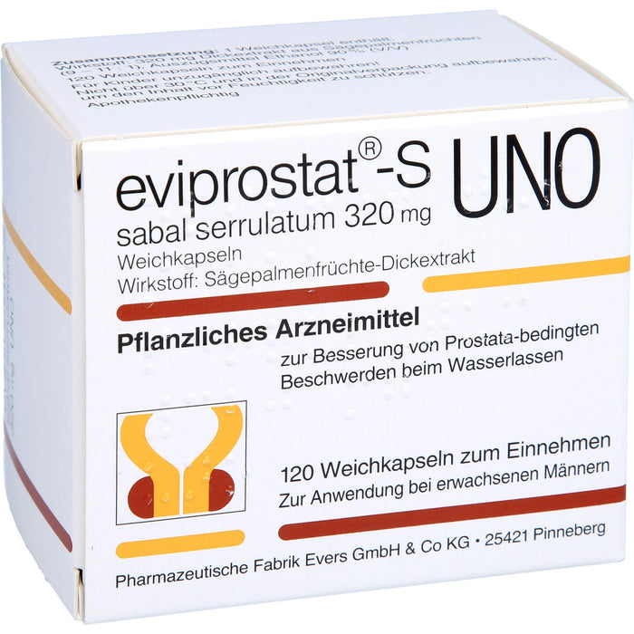 Eviprostat-S Sabal Serrulatum 320 mg Weichkapseln bei Prostata-bedingten Beschwerden, 120 pc Capsules