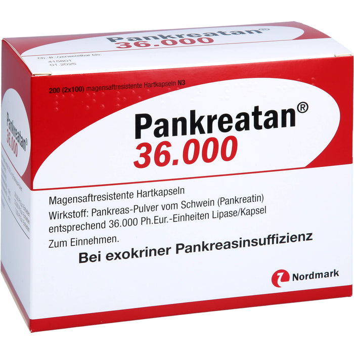 Pankreatan 36.000 Hartkapseln Verdauungsenzyme, 200 St. Kapseln
