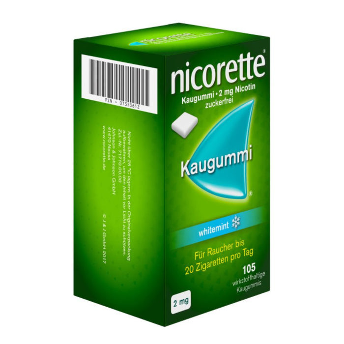 nicorette 2 mg whitemint Kaugummi für Raucher, 105 St. Kaugummi