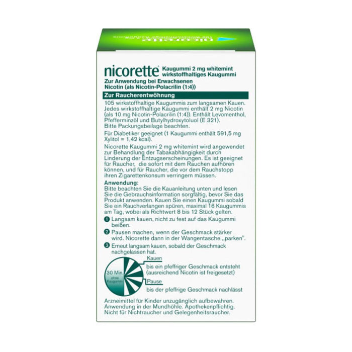 nicorette 2 mg whitemint Kaugummi für Raucher, 105 St. Kaugummi