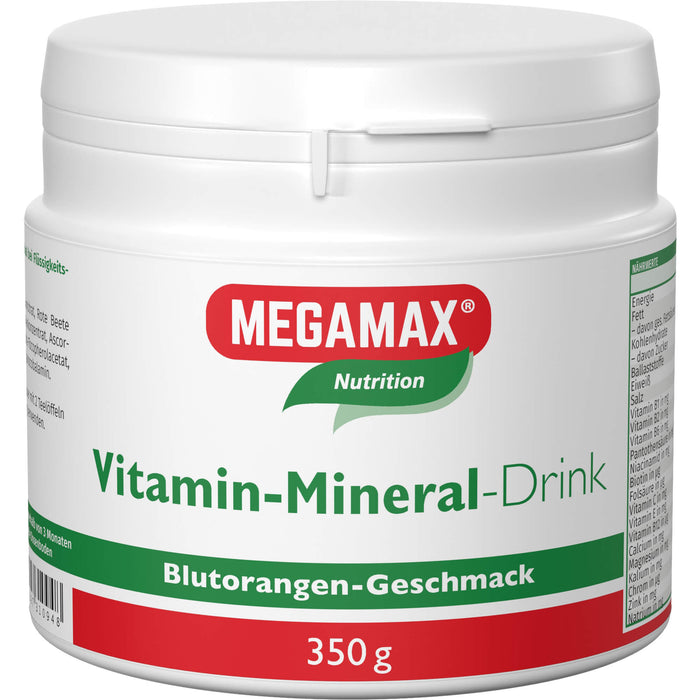 MEGAMAX Nutrition Vitamin-Mineral-Drink Pulver Blutorangen-Geschmack, 350 g Powder