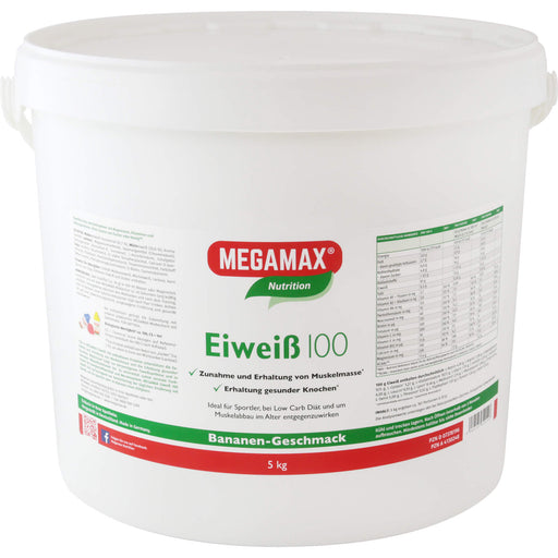 MEGAMAX Nutrition Eiweiß 100 Pulver Bananen-Geschmack, 5000 g Pulver
