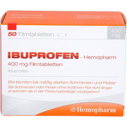 Ibuprofen-Hemopharm 400 mg Filmtabletten  bei leichten bis mäßig starken Schmerzen und Fieber, 50 St. Tabletten